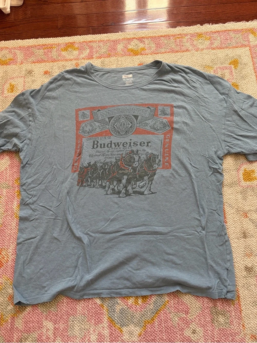 Budweiser Blue Graphic Crewneck T-Shirt - Picture 1 of 4